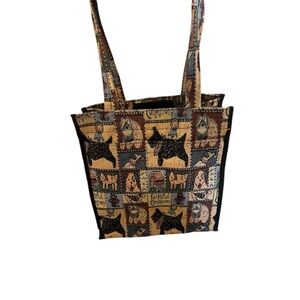 Vintage dog print tote bag